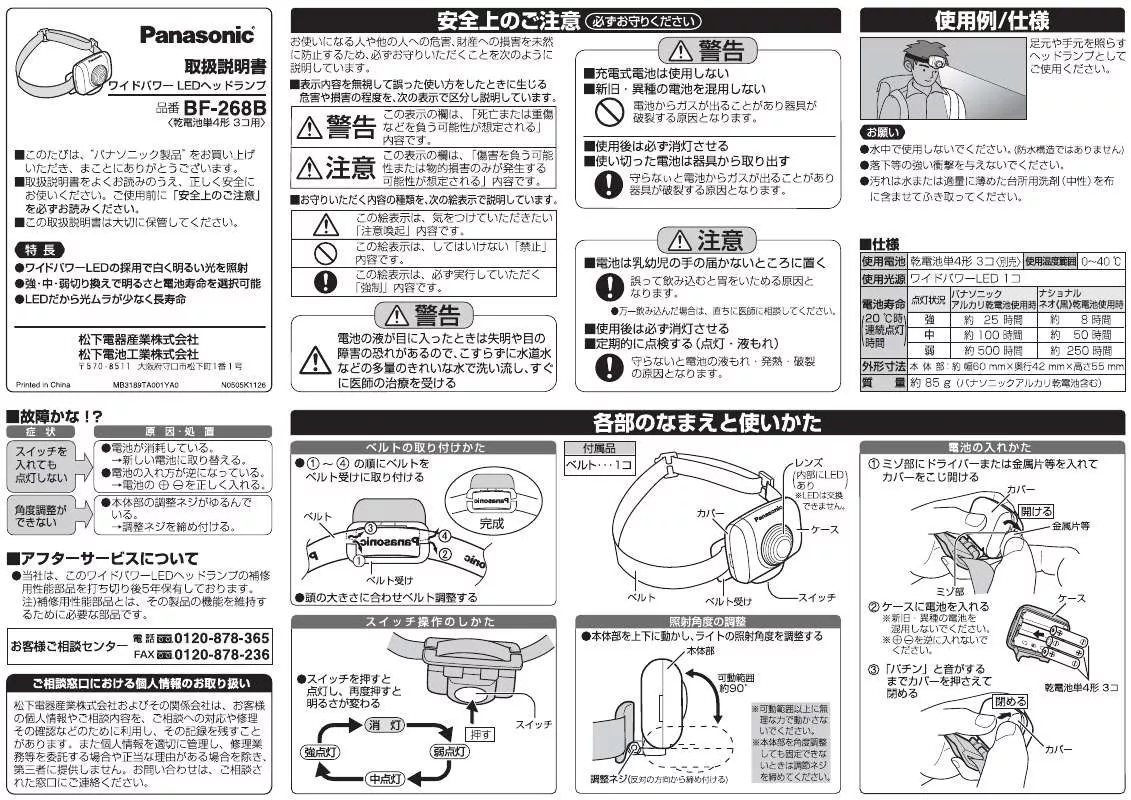 Mode d'emploi PANASONIC BF-268BP