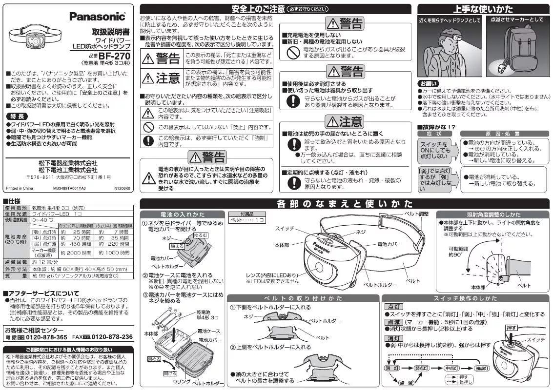 Mode d'emploi PANASONIC BF-270P