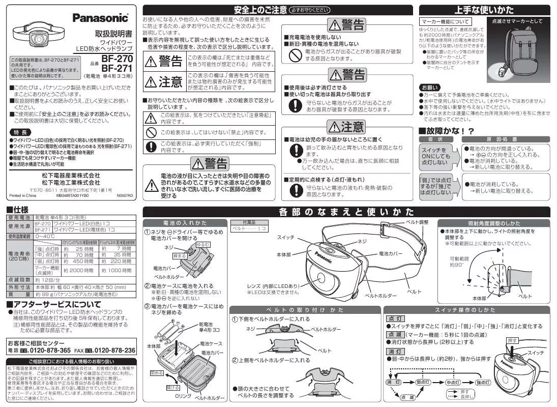 Mode d'emploi PANASONIC BF-271P