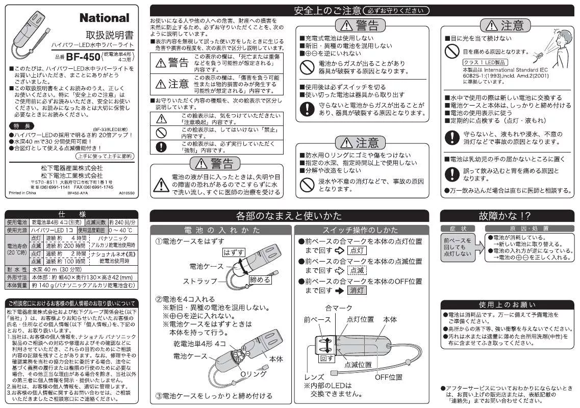 Mode d'emploi PANASONIC BF-450P