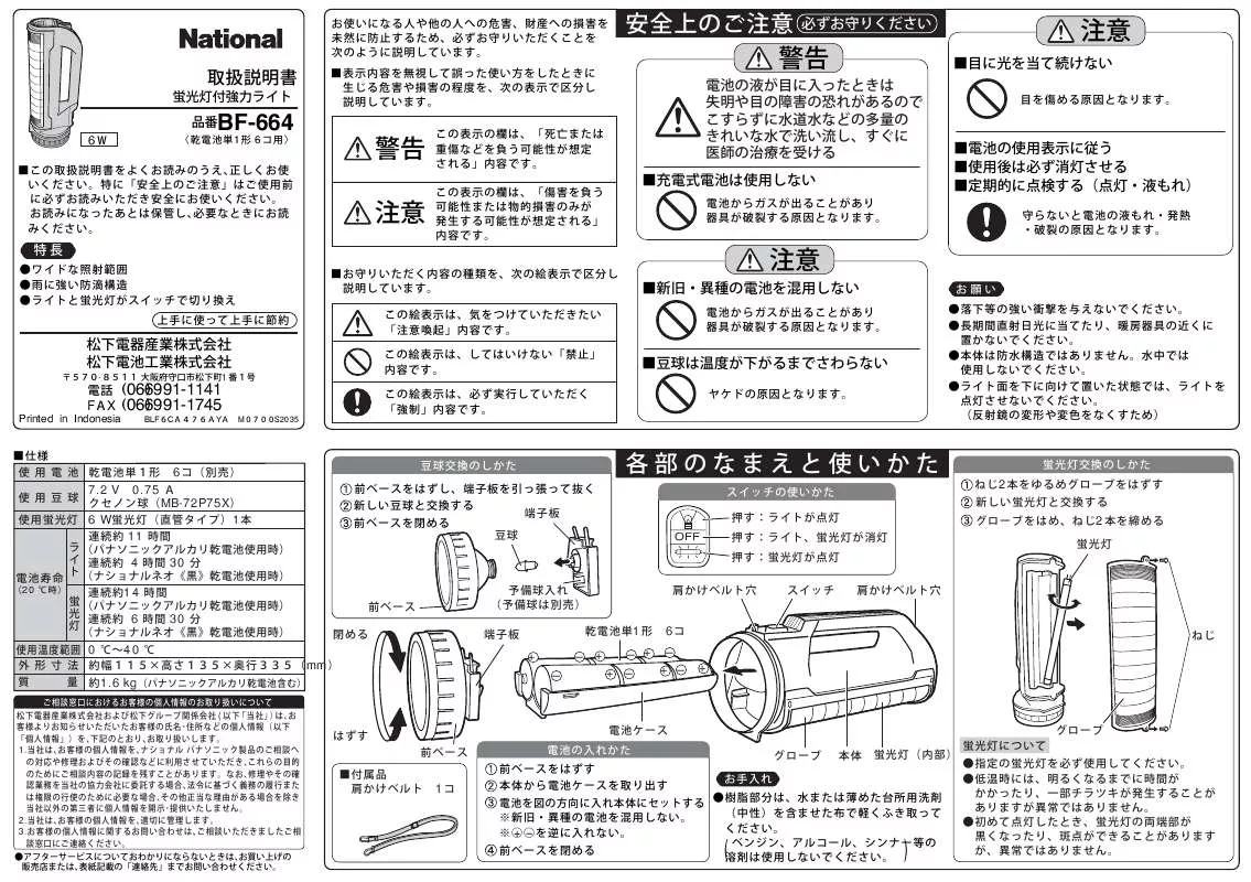 Mode d'emploi PANASONIC BF-664F