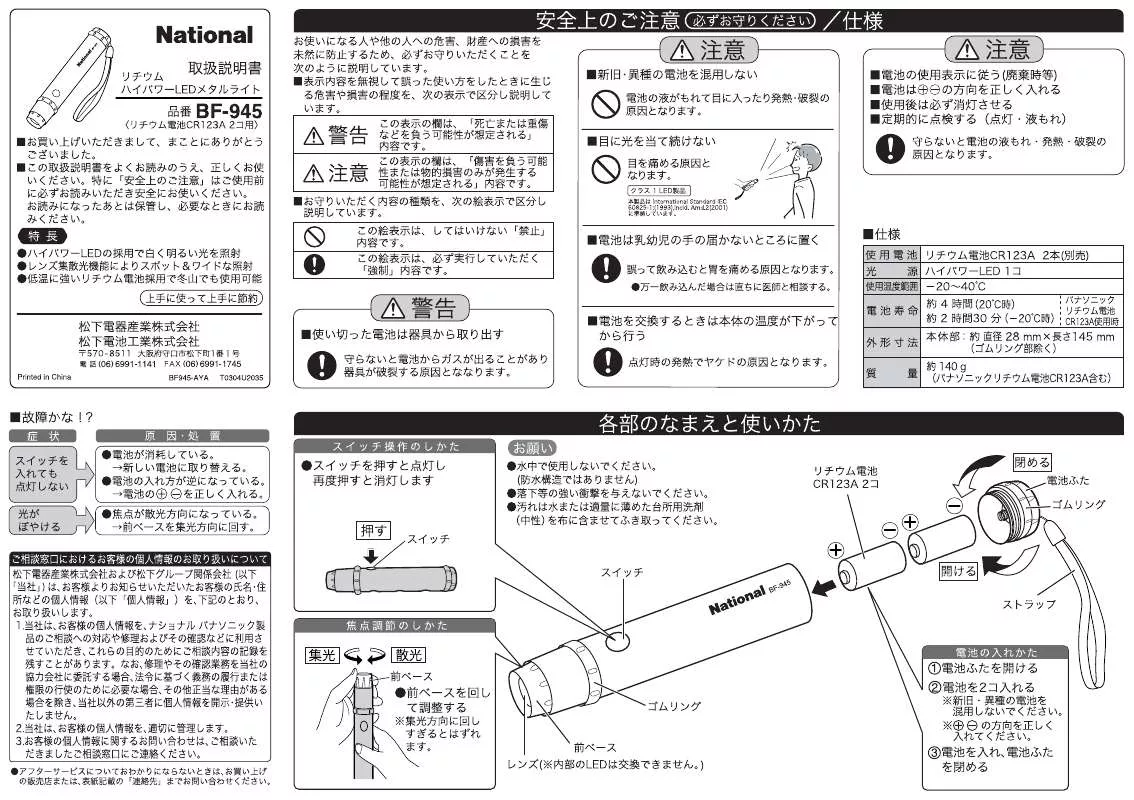 Mode d'emploi PANASONIC BF-945P