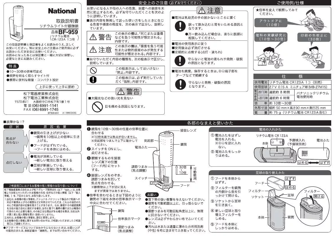 Mode d'emploi PANASONIC BF-959