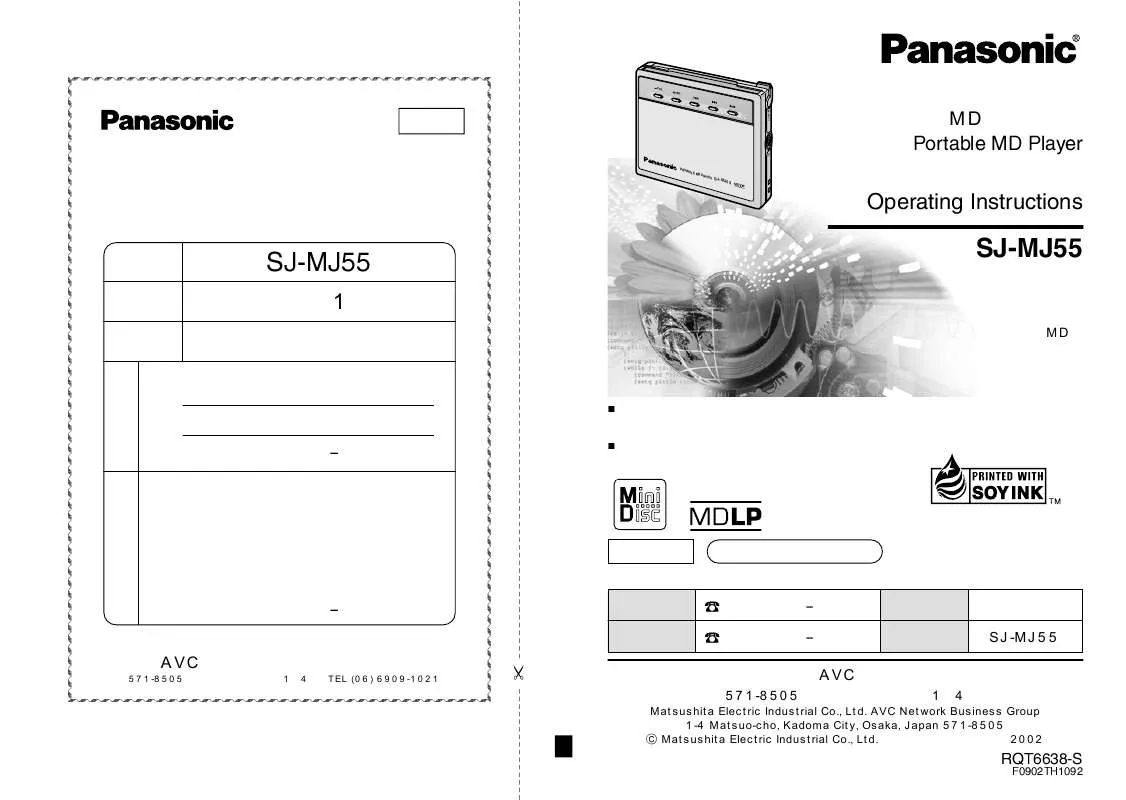 Mode d'emploi PANASONIC SJ-MJ55