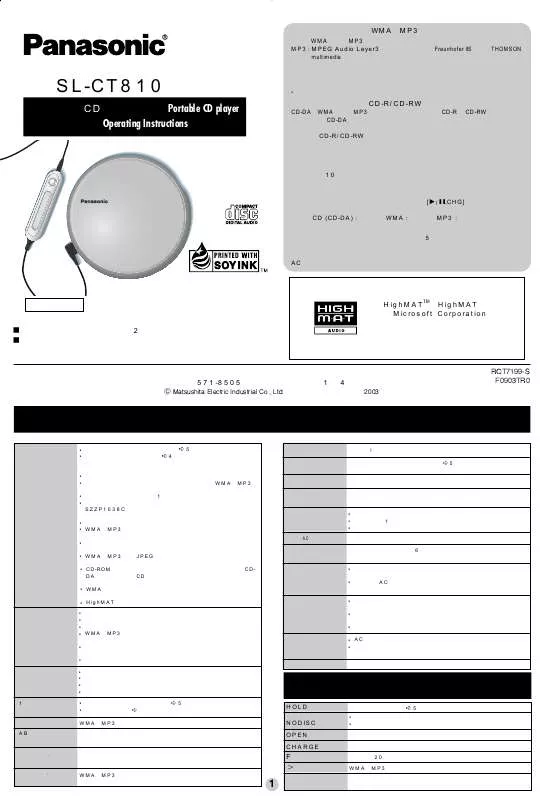 Mode d'emploi PANASONIC SL-CT810