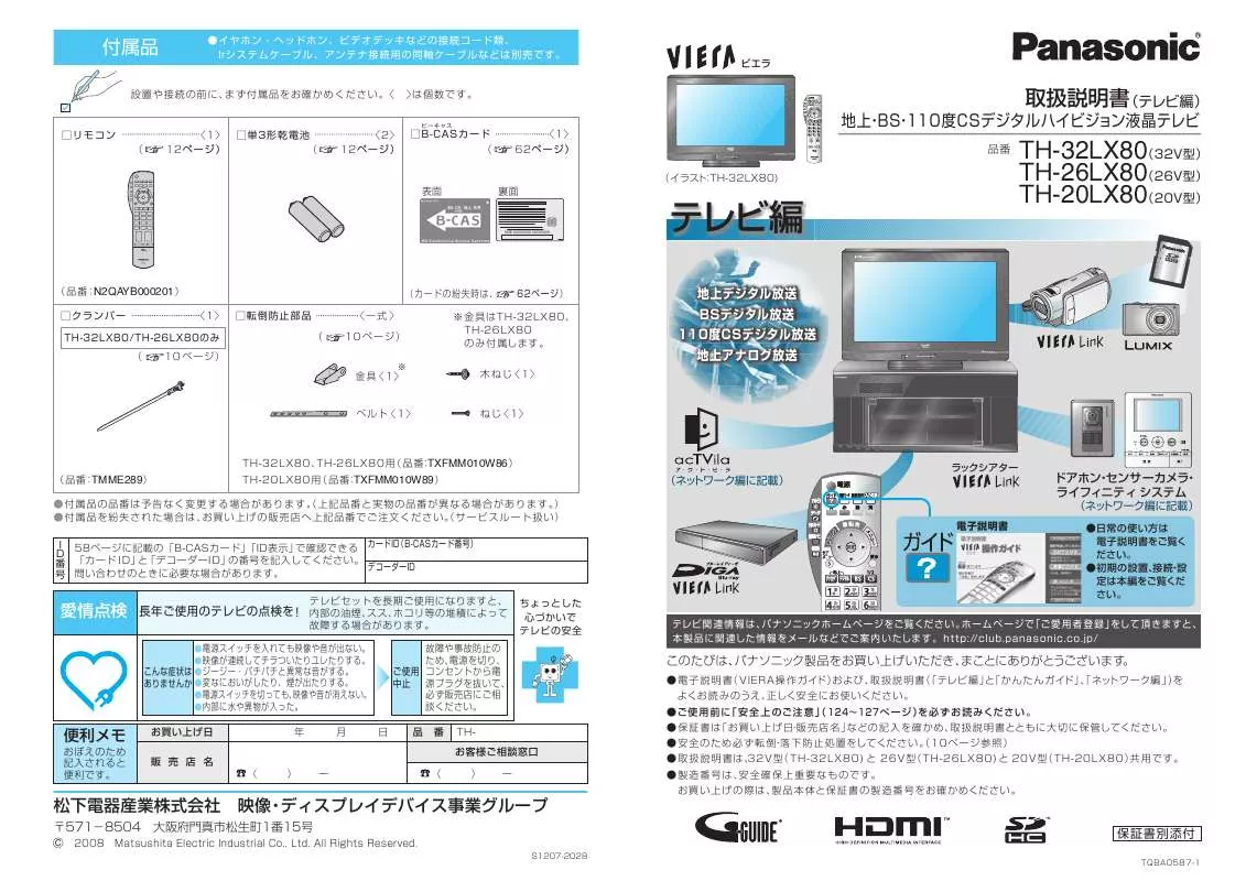 Mode d'emploi PANASONIC TH-20PX80