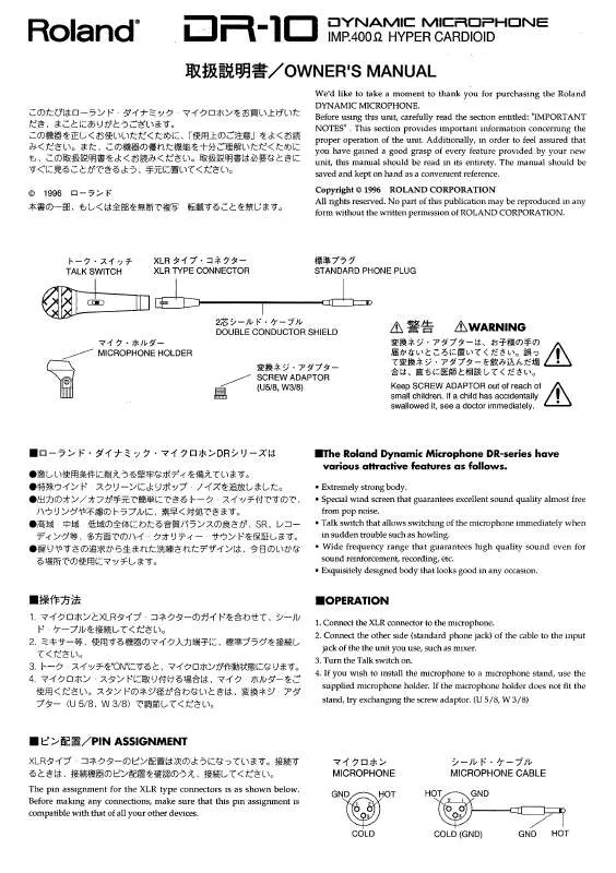 Mode d'emploi ROLAND DR-10