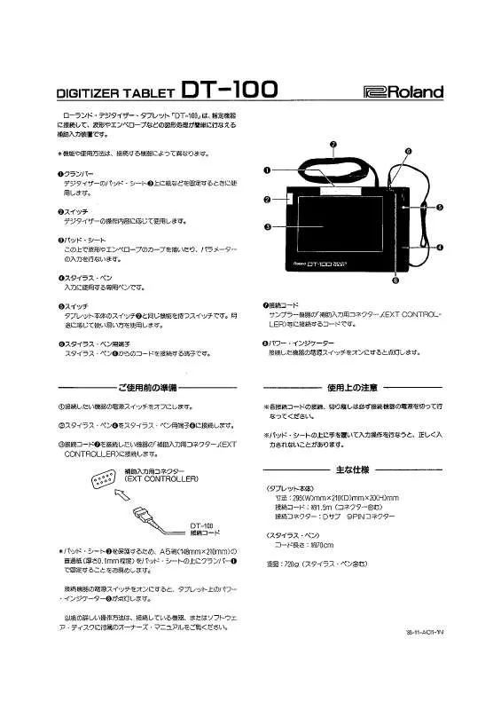 Mode d'emploi ROLAND DT-100