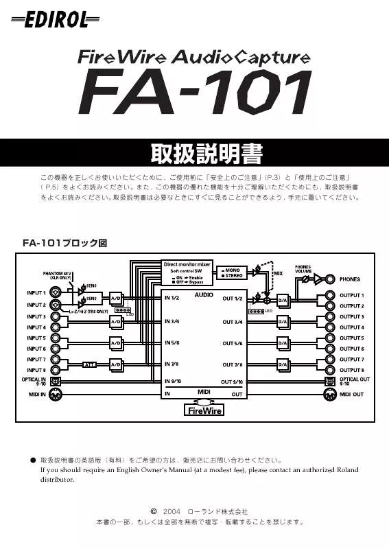 Mode d'emploi ROLAND FA-101