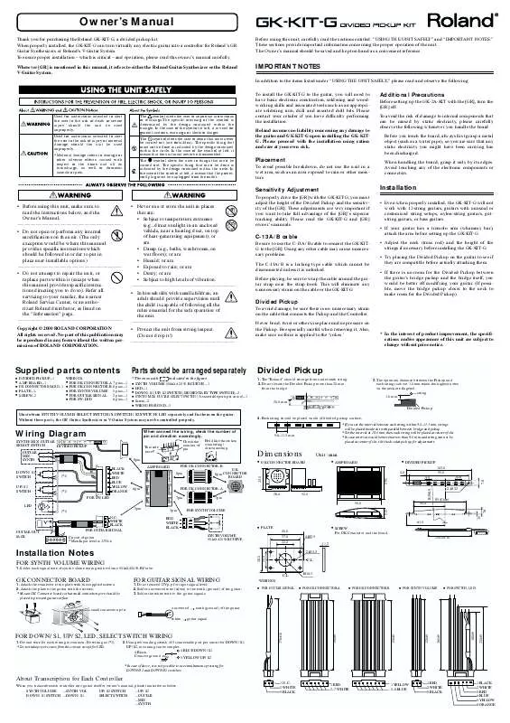 Mode d'emploi ROLAND GK-KIT-G