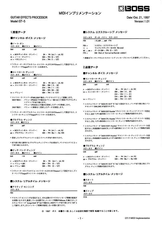 Mode d'emploi ROLAND GT-5