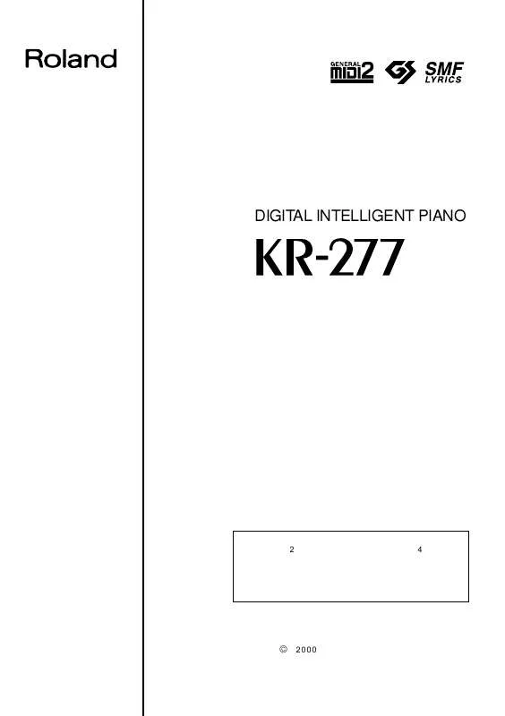 Mode d'emploi ROLAND KR-277