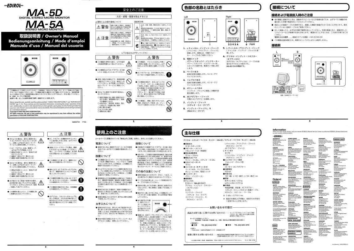 Mode d'emploi ROLAND MA-5D