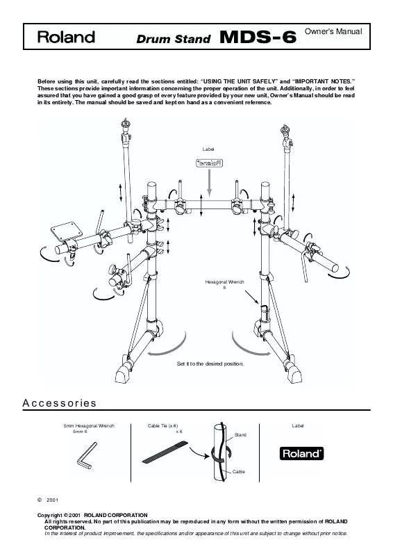 Mode d'emploi ROLAND MDS-6