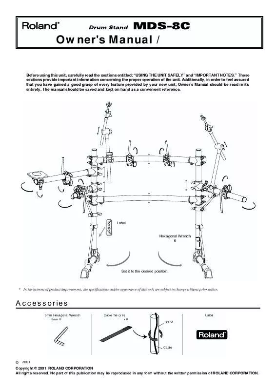 Mode d'emploi ROLAND MDS-8C