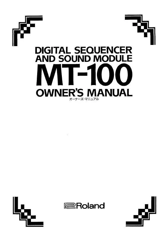 Mode d'emploi ROLAND MT-100