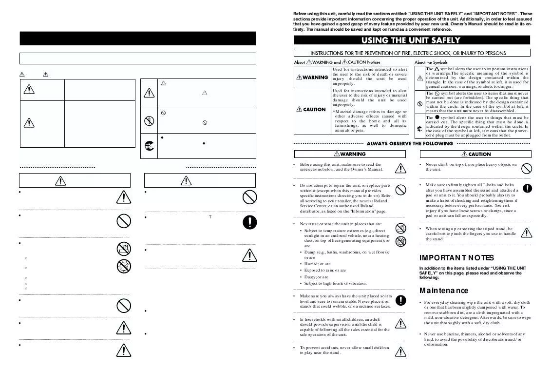 Mode d'emploi ROLAND PDS-15