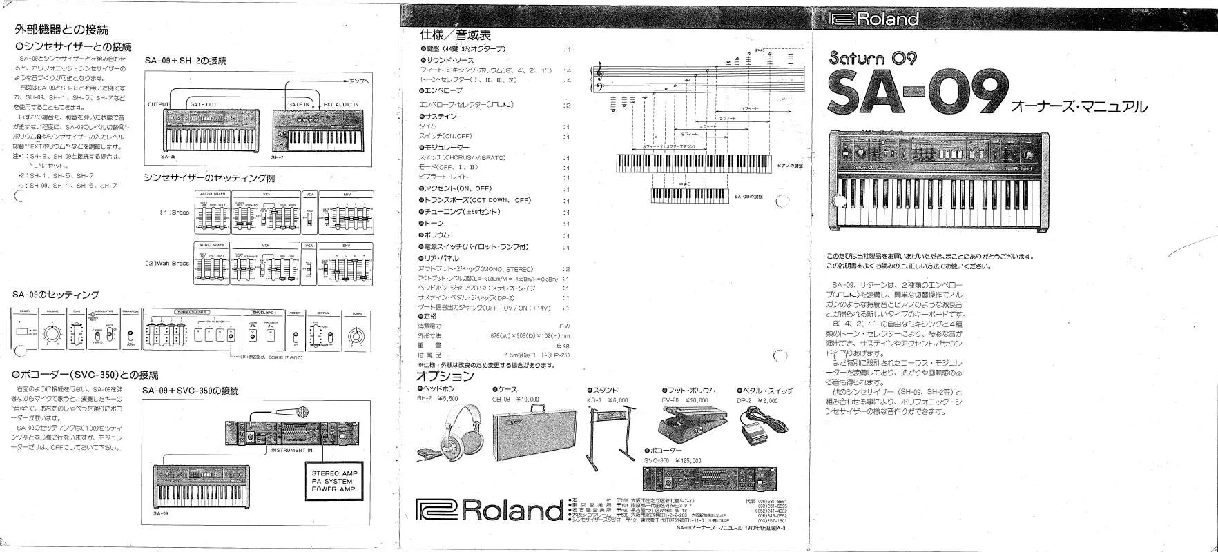 Mode d'emploi ROLAND SA-09