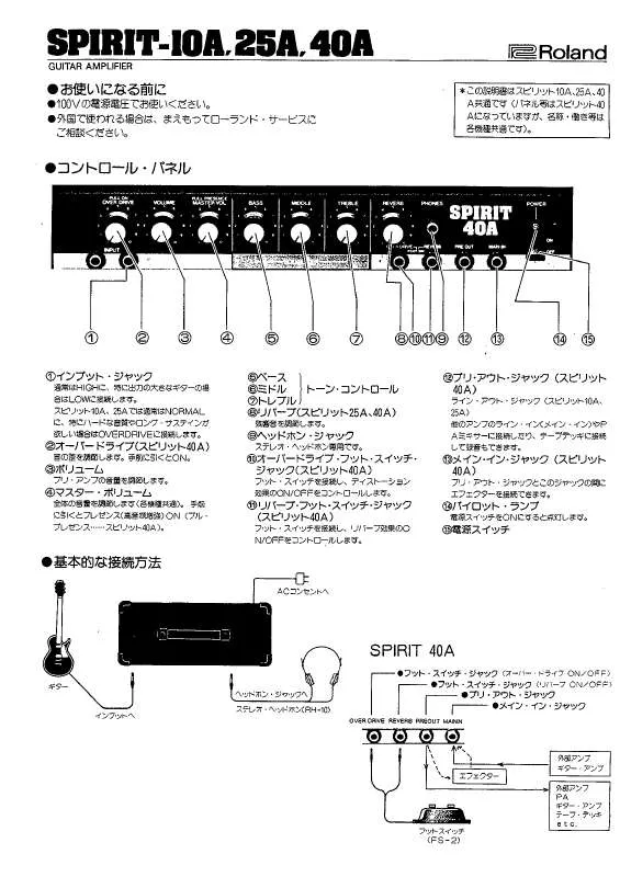 Mode d'emploi ROLAND SPIRIT-40A