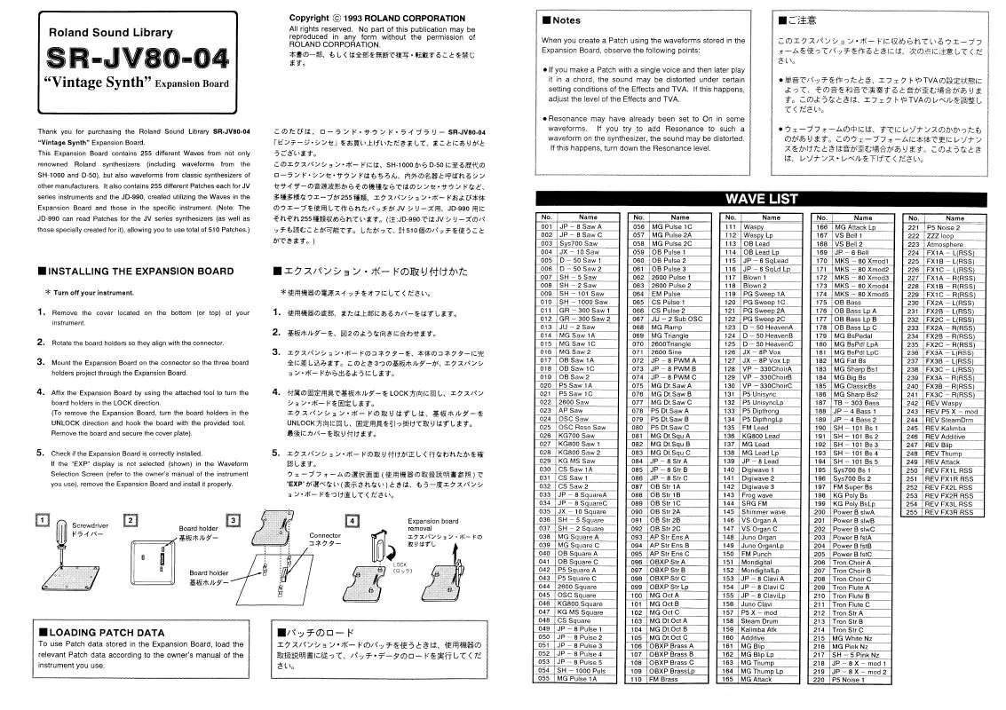 Mode d'emploi ROLAND SR-JV80-04