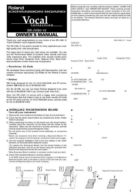 Mode d'emploi ROLAND SR-JV80-13