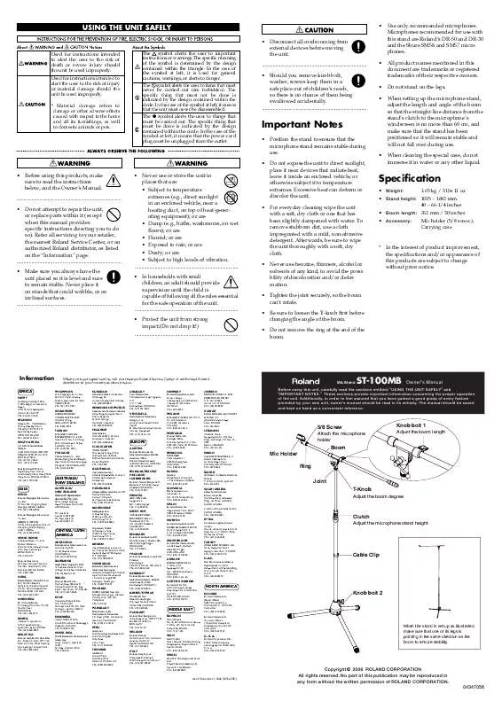 Mode d'emploi ROLAND ST-100MB