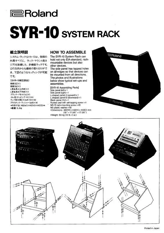 Mode d'emploi ROLAND SYR-10