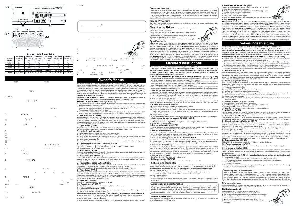 Mode d'emploi ROLAND TU-70