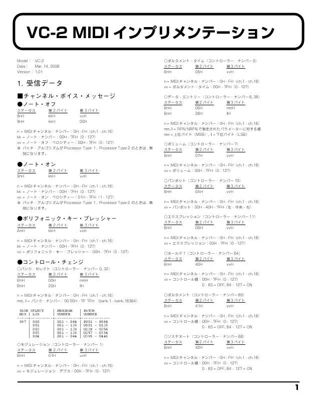 Mode d'emploi ROLAND VC-2