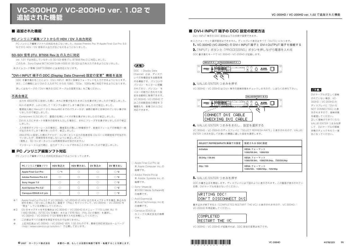 Mode d'emploi ROLAND VC-300HD