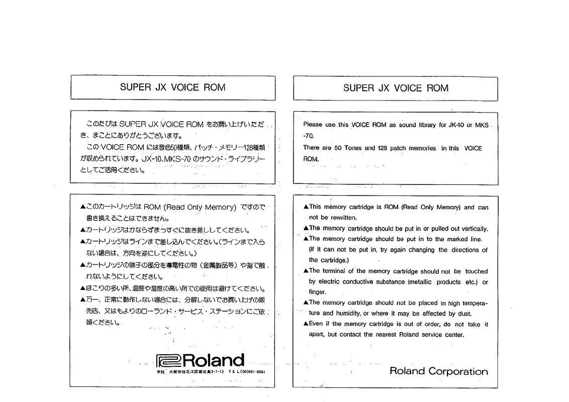 Mode d'emploi ROLAND VR-101