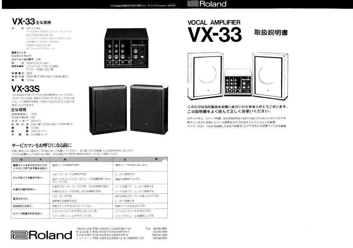 Mode d'emploi ROLAND VX-33