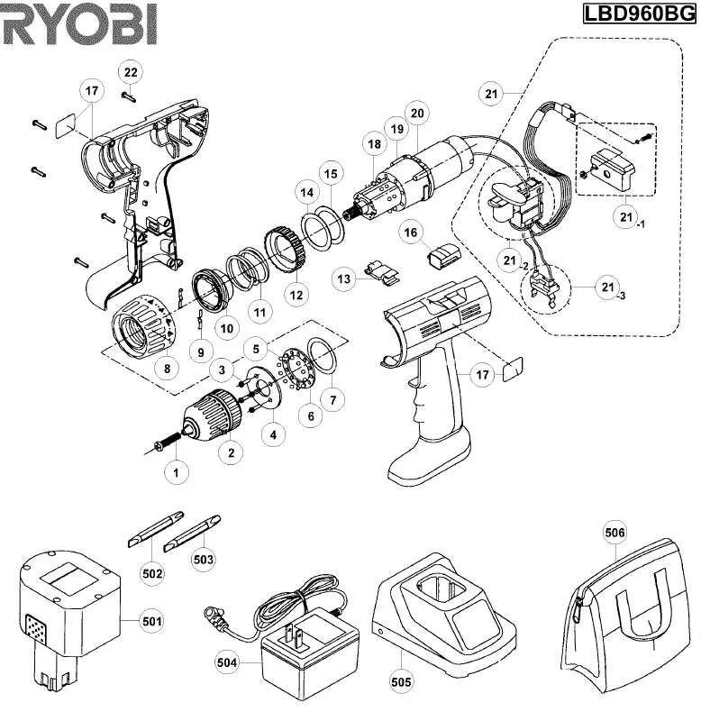 Mode d'emploi RYOBI LBD960BG