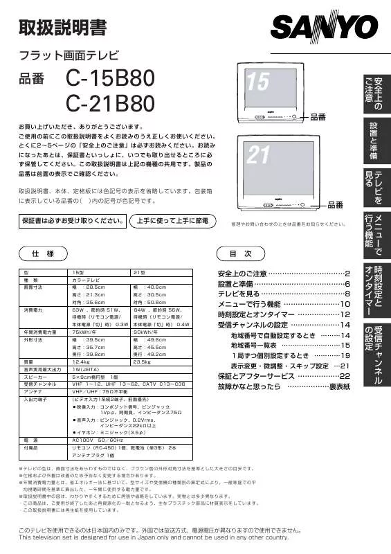 Mode d'emploi SANYO C-15B80