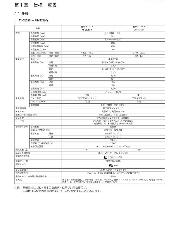 Mode d'emploi SHARP AU-S63SCY