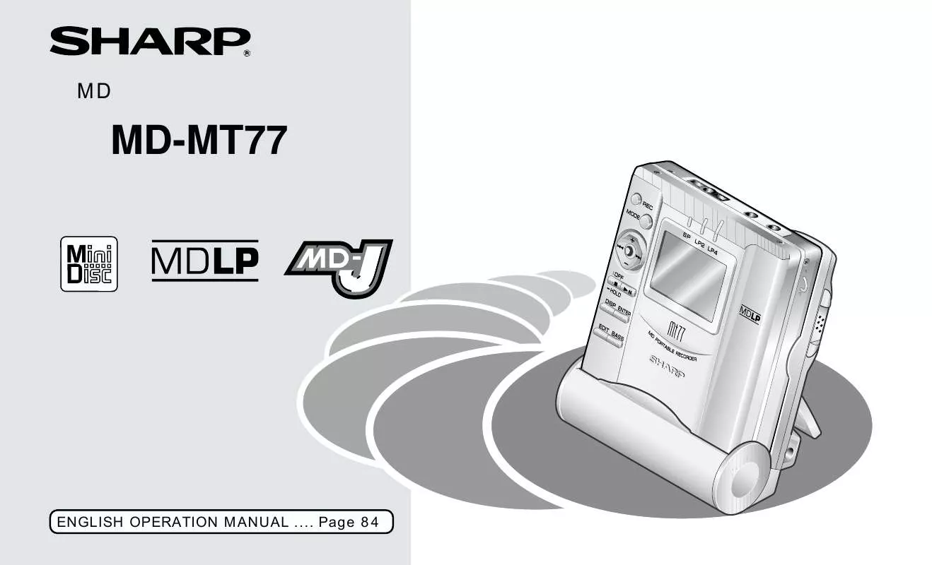 Mode d'emploi SHARP MD-MT77