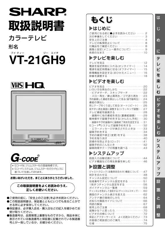 Mode d'emploi SHARP VT-21GH9