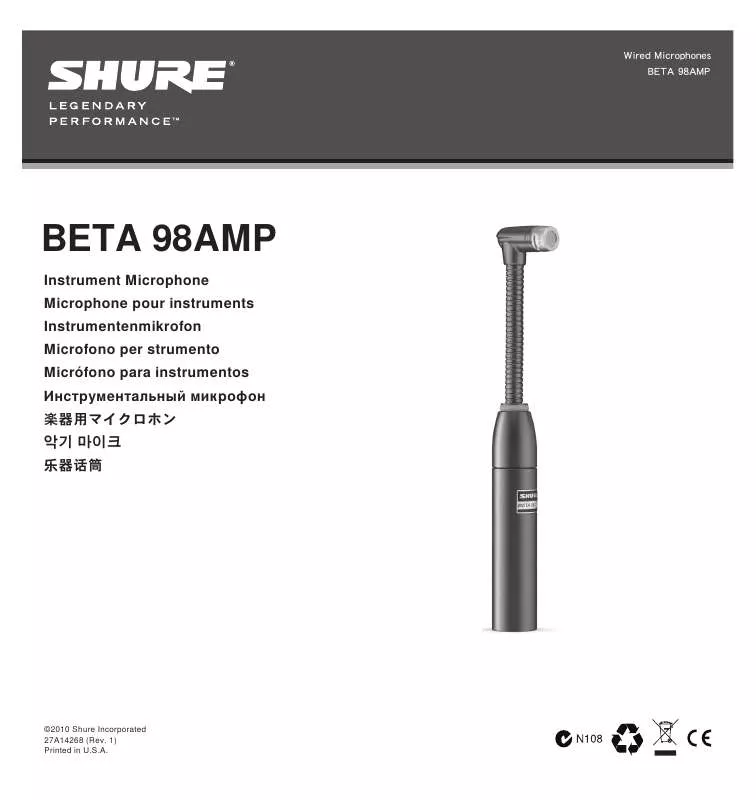 Mode d'emploi SHURE BETA 98 AMP