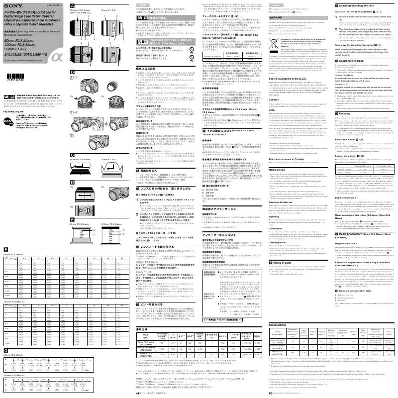 Mode d'emploi SONY SA-L100M28