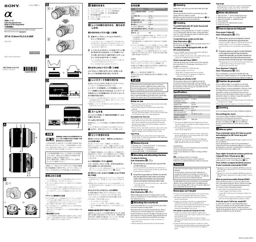 Mode d'emploi SONY SAL-18135