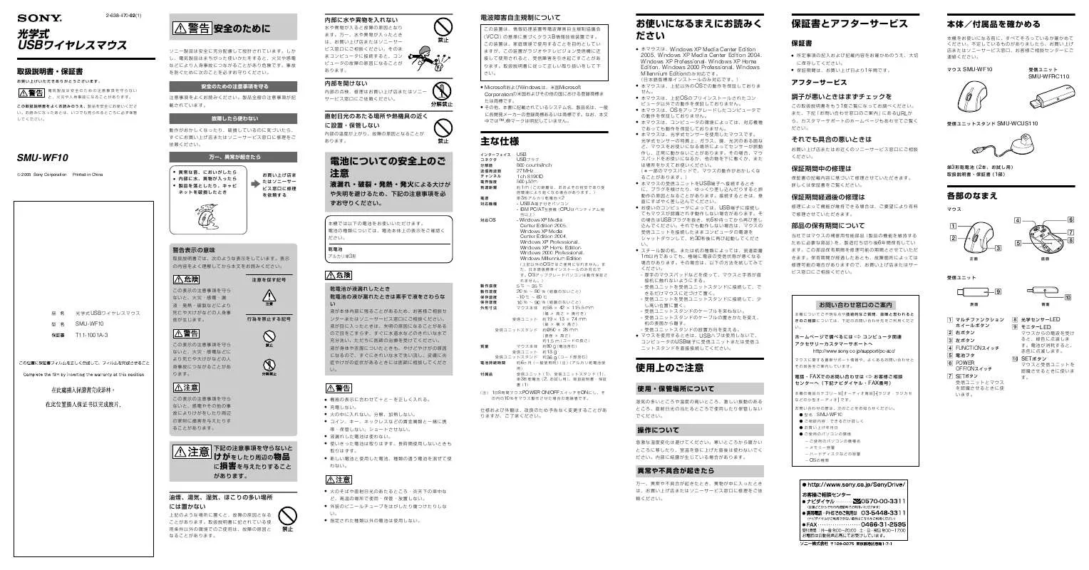 Mode d'emploi SONY SMU-WF10