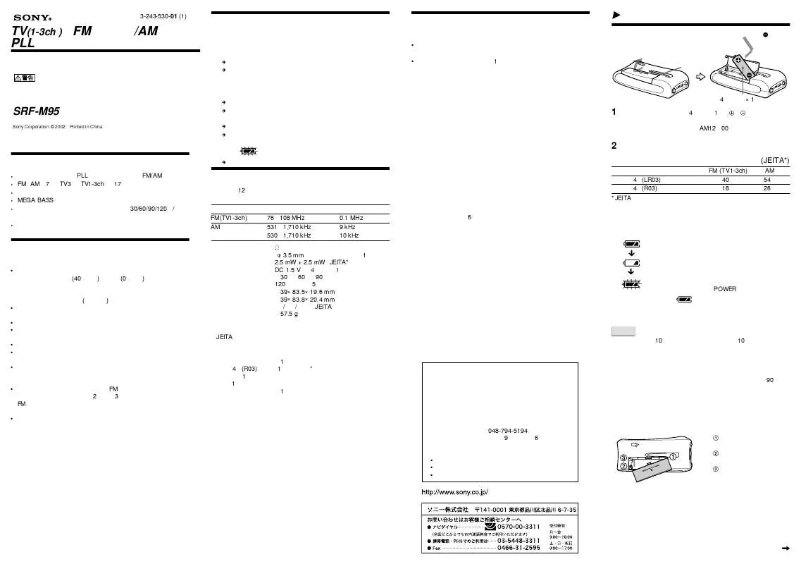 Mode d'emploi SONY SRF-M95