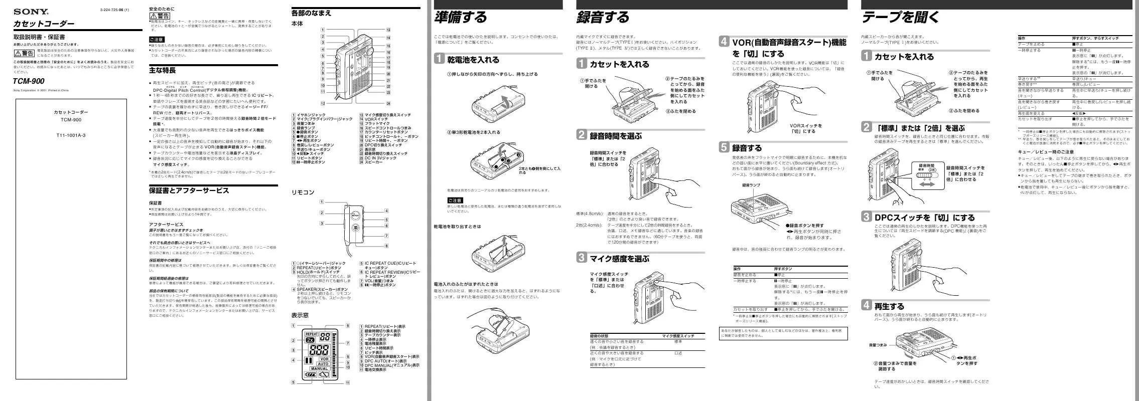 Mode d'emploi SONY TCM-900