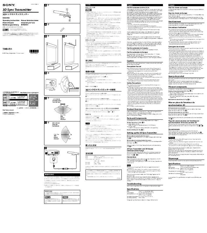 Mode d'emploi SONY TMR-PJ1