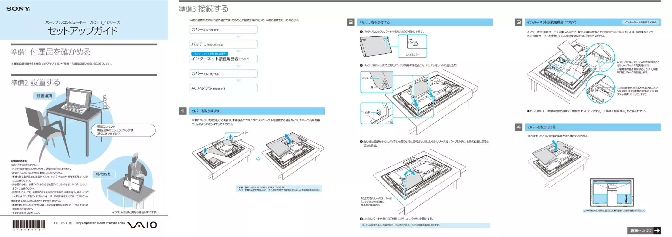 Mode d'emploi SONY VAIO VGC-LJ54B/W