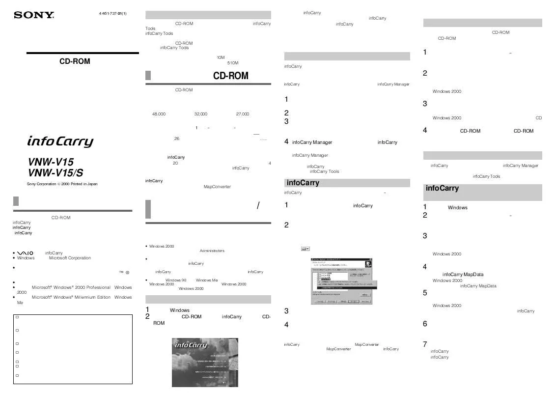 Mode d'emploi SONY VNW-V15