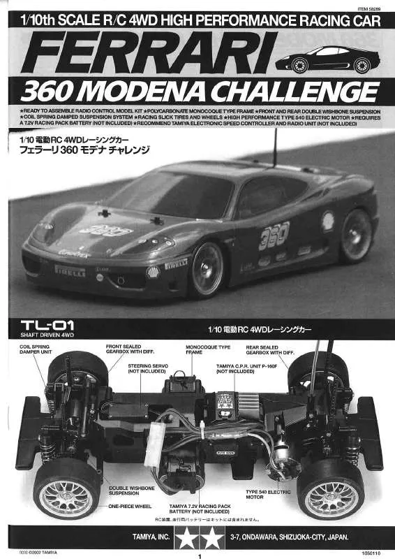 Mode d'emploi TAMIYA TL-01