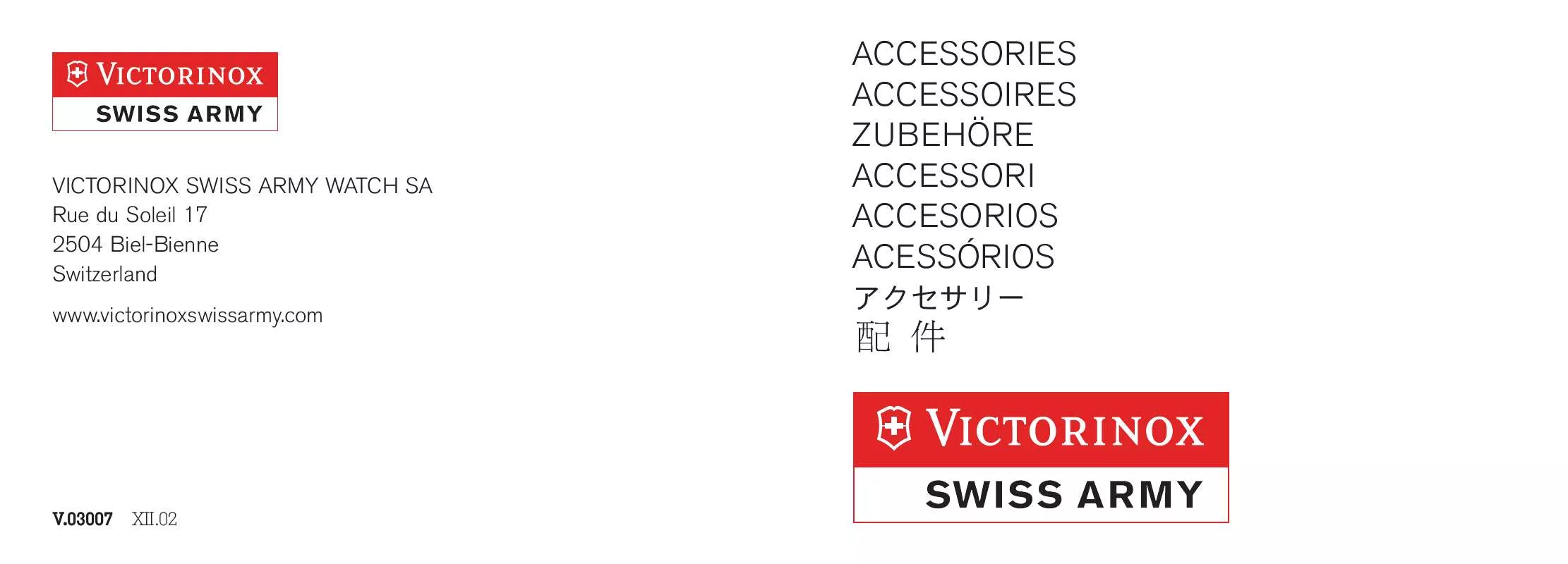 Mode d'emploi VICTORINOX SWISS ARMY POCKET WATCH