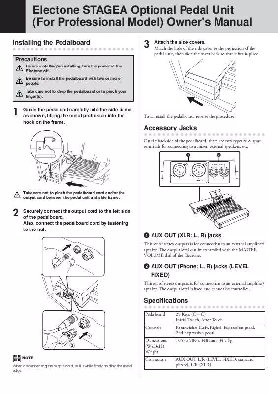 Mode d'emploi YAMAHA ELECTONE STAGEA