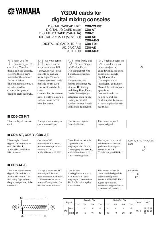 Mode d'emploi YAMAHA CD8-CS KIT